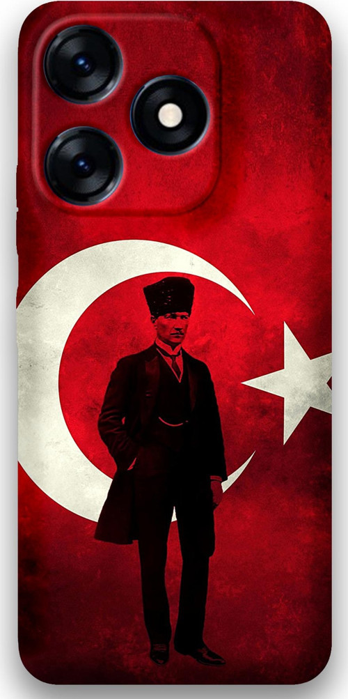 Tecno Spark 10 Pro Uyumlu Atatürk Desenli Telefon Kılıfı + Ekran Koruyucu - 5849