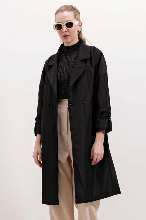 Gabria Kol Katlamalı Bağcıklı Trenchcoat