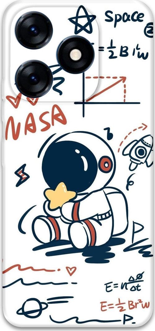 Tecno Spark 10 Pro Uyumlu Astronot Desenli Telefon Kılıfı + Ekran Koruyucu - 5858