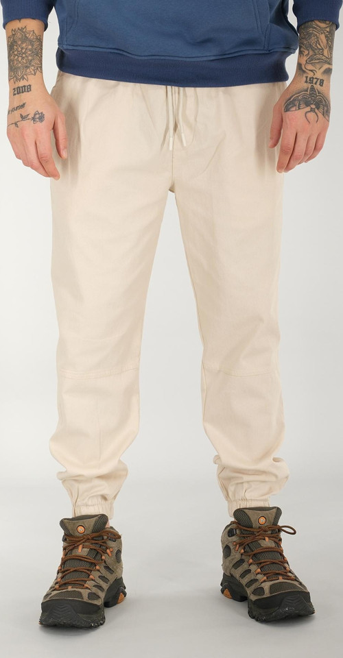 Erkek Jogger Pantolon Bej Rahat Kesim Lastikli Paça