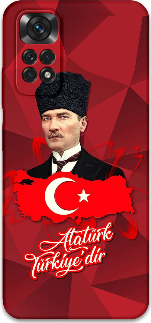 Xiaomi Redmi Note 11S Uyumlu Atatürk Desenli Telefon Kılıfı + Ekran Koruyucu - 5851