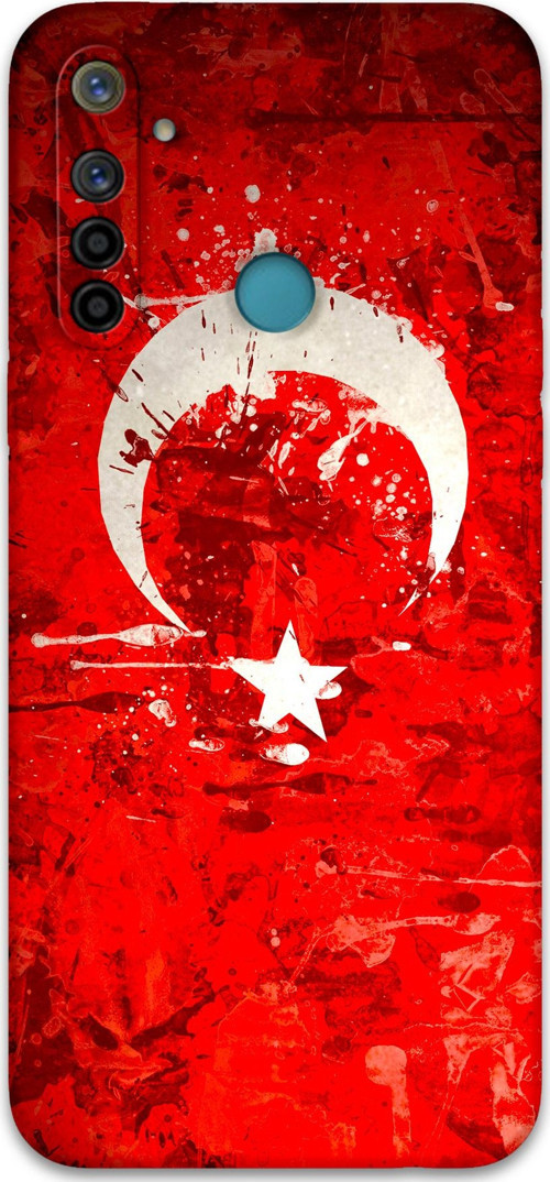 Realme 5İ Uyumlu Türk Bayrağı Desenli Telefon Kılıfı + Ekran Koruyucu - 5847