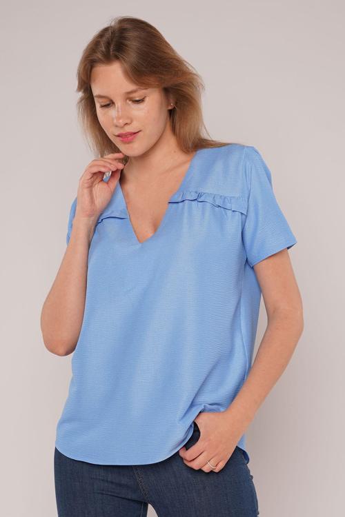 Gabia V Yaka Kısa Kol Bluz