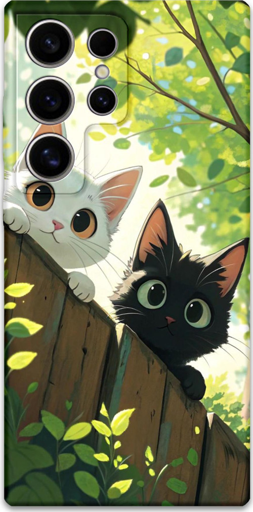 Galaxy S25 Ultra Uyumlu Kedi Desenli Telefon Kılıfı + Ekran Koruyucu - 5785