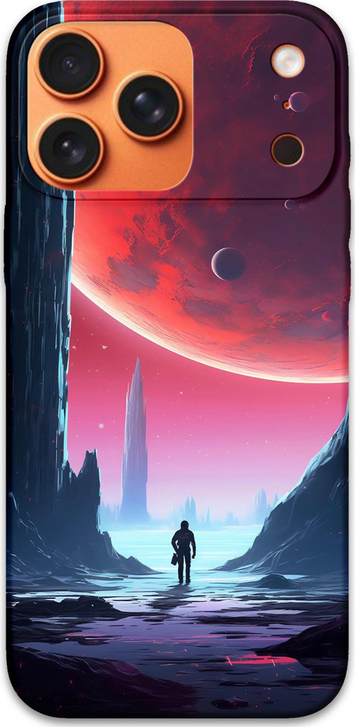 İphone 17 Pro Uyumlu Uzay Desenli Telefon Kılıfı + Ekran Koruyucu - 5860