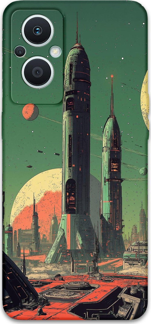 Oppo Reno 7 Lite Uyumlu Uzay Desenli Telefon Kılıfı + Ekran Koruyucu - 5870