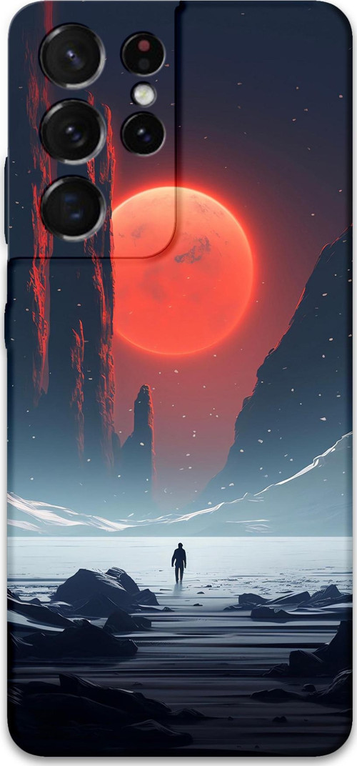 Galaxy S21 Ultra Uyumlu Uzay Desenli Telefon Kılıfı + Ekran Koruyucu - 5861