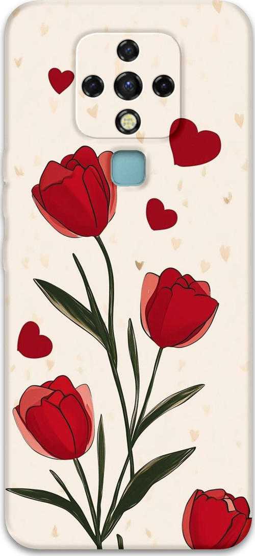 Tecno Camon 16 Uyumlu Çiçek Desenli Telefon Kılıfı + Ekran Koruyucu - 5789