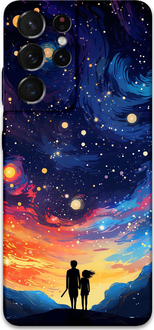 Galaxy S21 Ultra Uyumlu Uzay Desenli Telefon Kılıfı + Ekran Koruyucu - 5863