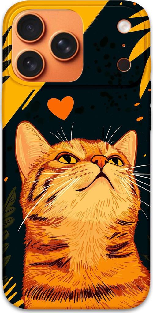 İphone 17 Pro Uyumlu Kedi Desenli Telefon Kılıfı + Ekran Koruyucu - 5783
