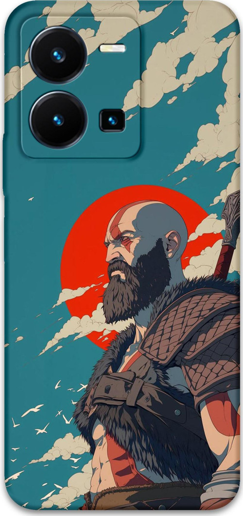 Vivo Y22S Uyumlu Kratos Desenli Telefon Kılıfı + Ekran Koruyucu - 5824