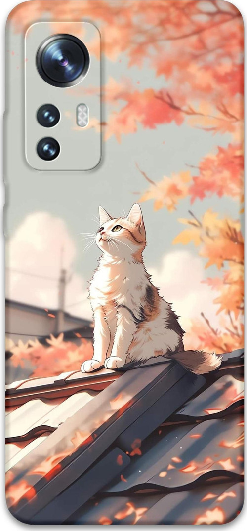 Xiaomi Mi 12 Pro Uyumlu Kedi Desenli Telefon Kılıfı + Ekran Koruyucu - 5784