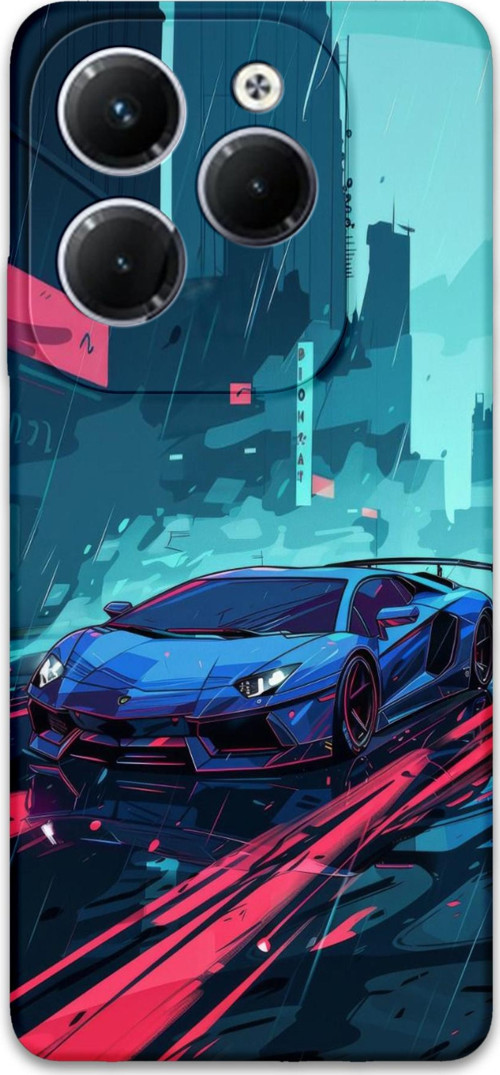 İnfinix Hot 40 Pro Uyumlu Araba Desenli Telefon Kılıfı + Ekran Koruyucu - 5763