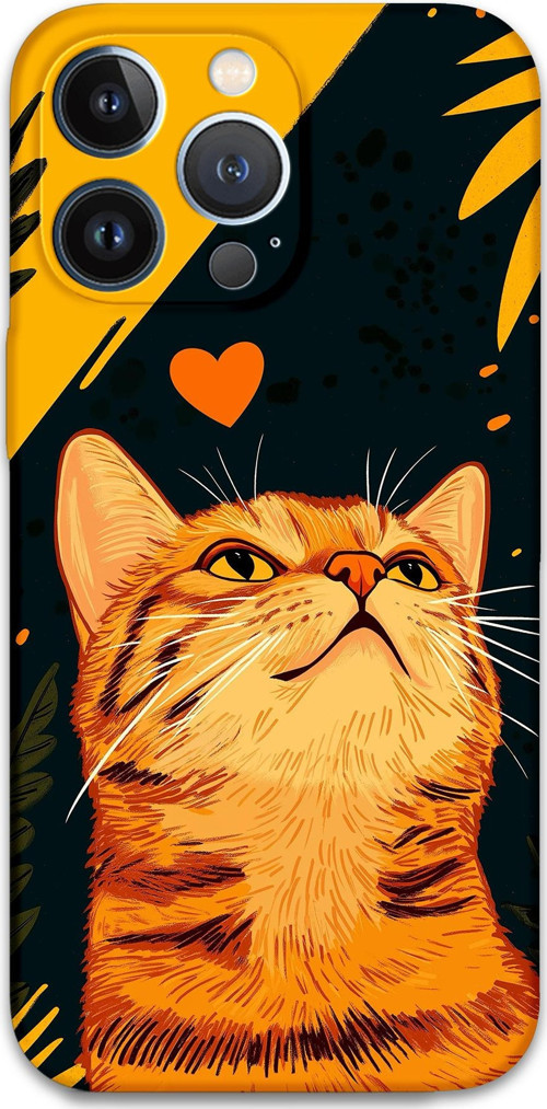 İphone 13 Pro Max Uyumlu Kedi Desenli Telefon Kılıfı + Ekran Koruyucu - 5783