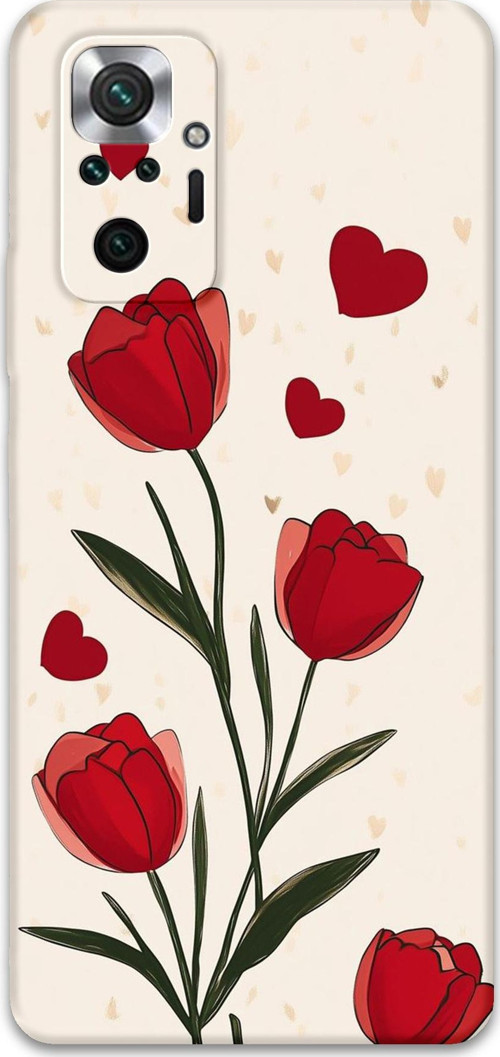 Xiaomi Redmi Note 10 Pro Uyumlu Çiçek Desenli Telefon Kılıfı + Ekran Koruyucu - 5789
