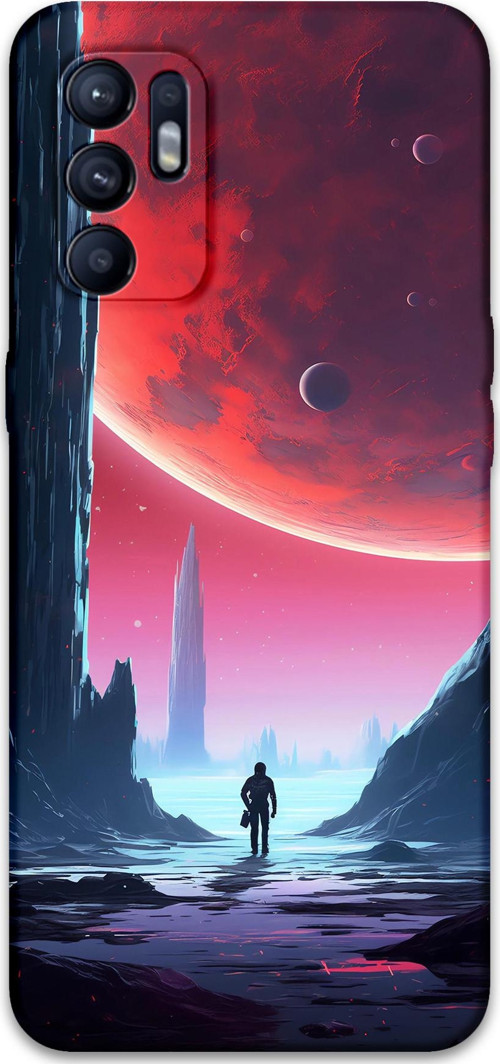 Oppo Reno 6 Uyumlu Uzay Desenli Telefon Kılıfı + Ekran Koruyucu - 5860