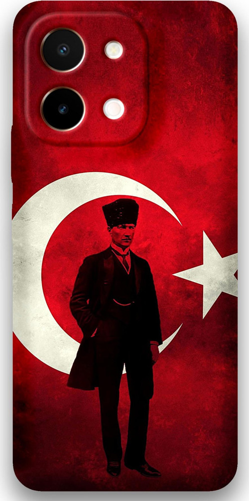Vivo Y28 Uyumlu Atatürk Desenli Telefon Kılıfı + Ekran Koruyucu - 5849