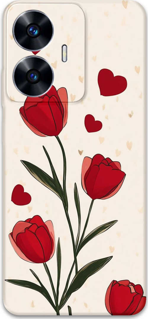 Realme C55 Uyumlu Çiçek Desenli Telefon Kılıfı + Ekran Koruyucu - 5789