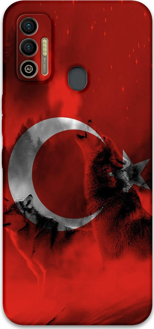 Tecno Spark 7T Uyumlu Türk Bayrağı Desenli Telefon Kılıfı + Ekran Koruyucu - 5854