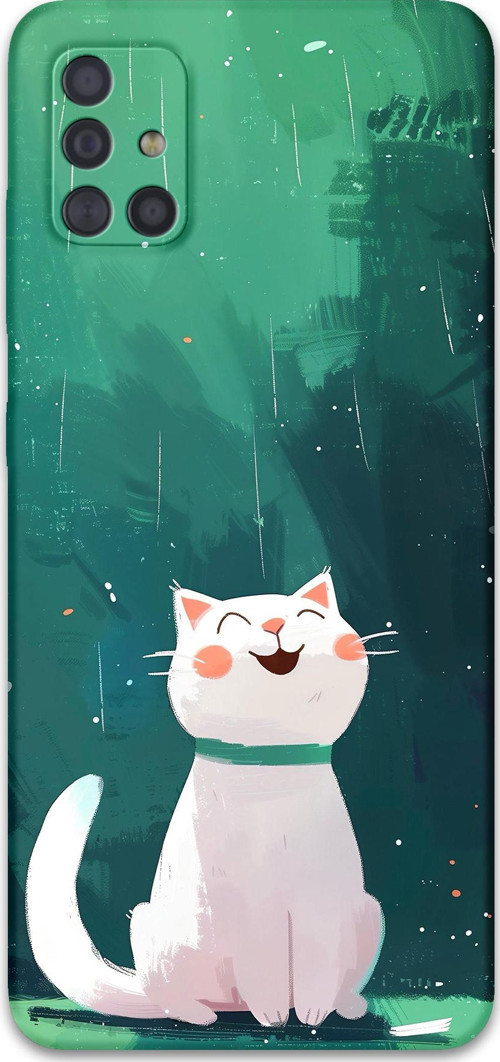 Galaxy A51 Uyumlu Kedi Desenli Telefon Kılıfı + Ekran Koruyucu - 5781