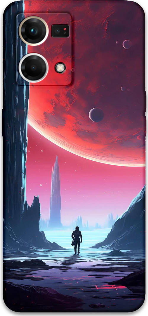 Oppo Reno 7 Uyumlu Uzay Desenli Telefon Kılıfı + Ekran Koruyucu - 5860