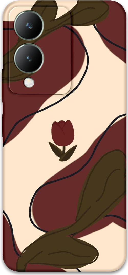 Vivo Y17S Uyumlu Çiçek Desenli Telefon Kılıfı + Ekran Koruyucu - 5790