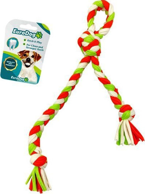 Düğümlü Diş İpi Beyaz Yeşil Turuncu 42 Cm