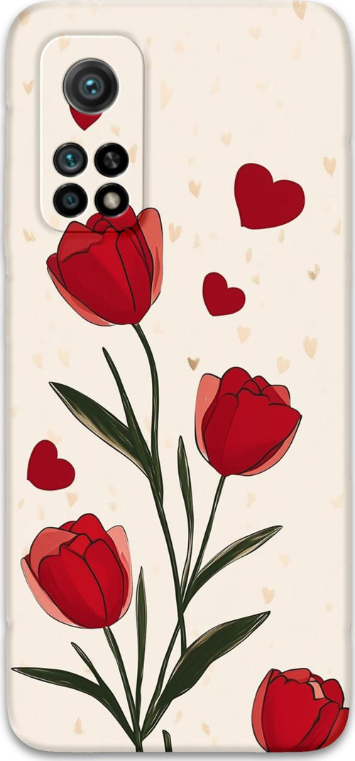 Xiaomi Mi 10T Uyumlu Çiçek Desenli Telefon Kılıfı + Ekran Koruyucu - 5789