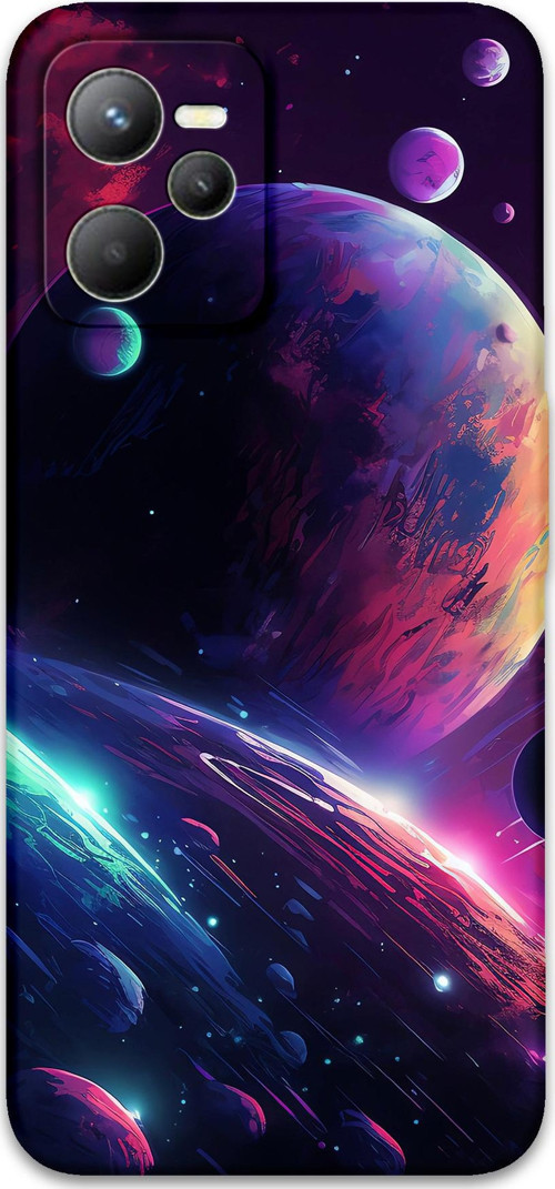 Realme C35 Uyumlu Uzay Desenli Telefon Kılıfı + Ekran Koruyucu - 5862