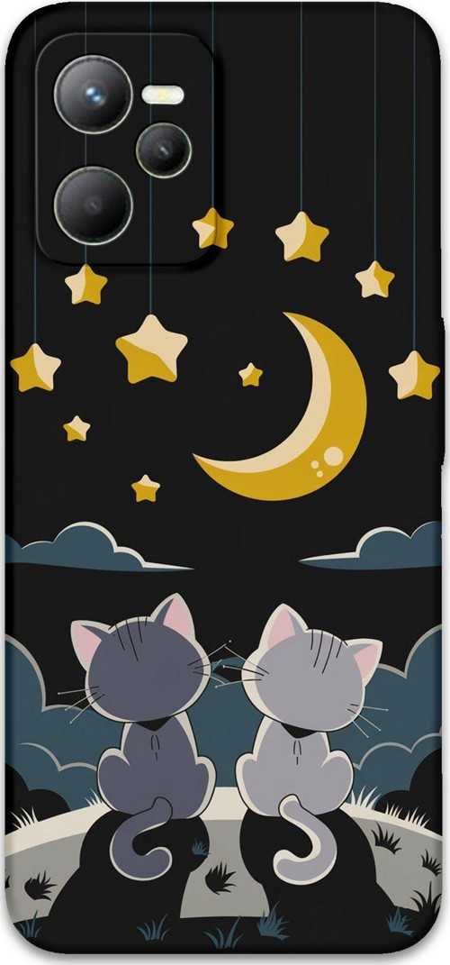Realme C35 Uyumlu Kedi Desenli Telefon Kılıfı + Ekran Koruyucu - 5809