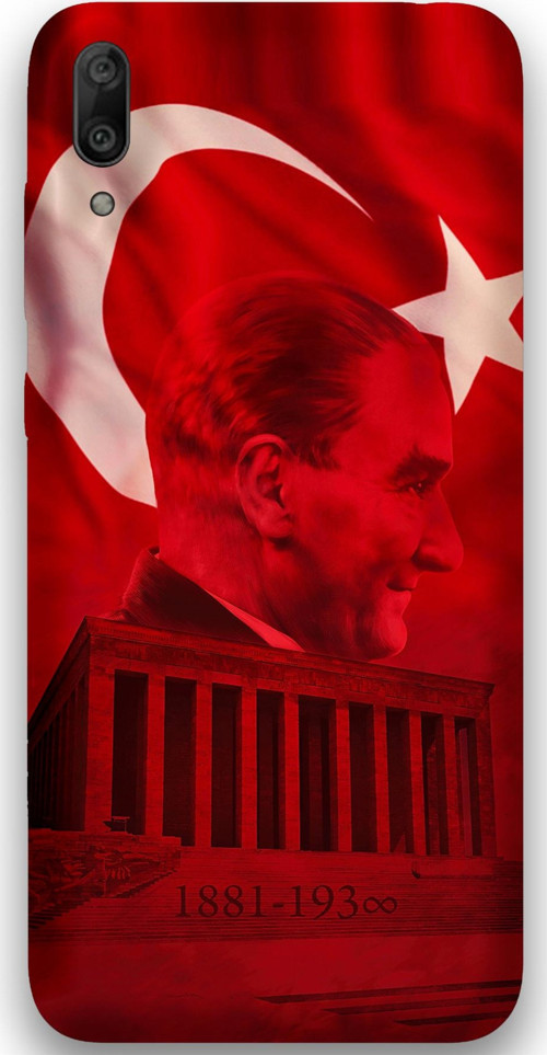 Huawei Y7 Prime 2019 Uyumlu Atatürk Desenli Telefon Kılıfı + Ekran Koruyucu - 5848