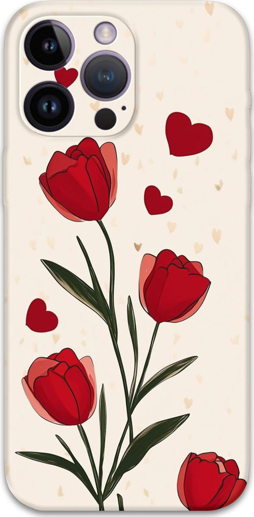 İphone 14 Pro Max Uyumlu Çiçek Desenli Telefon Kılıfı + Ekran Koruyucu - 5789