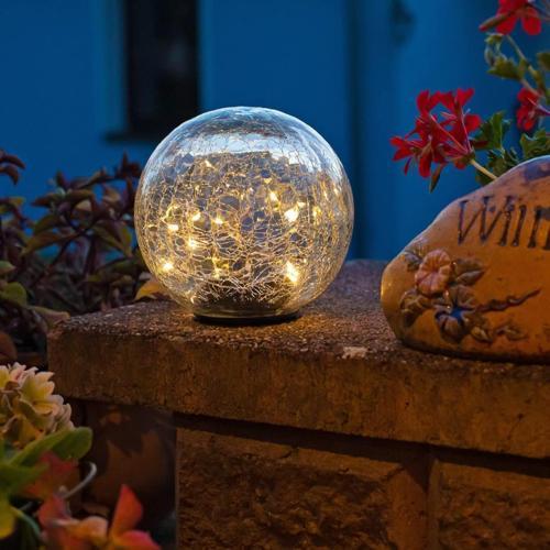 Güneş Enerjili Cam Bahçe Işığı, Dış Mekan Yuvarlak Dekoratif Solar LED Işık Küre, 15cm Günışığı
