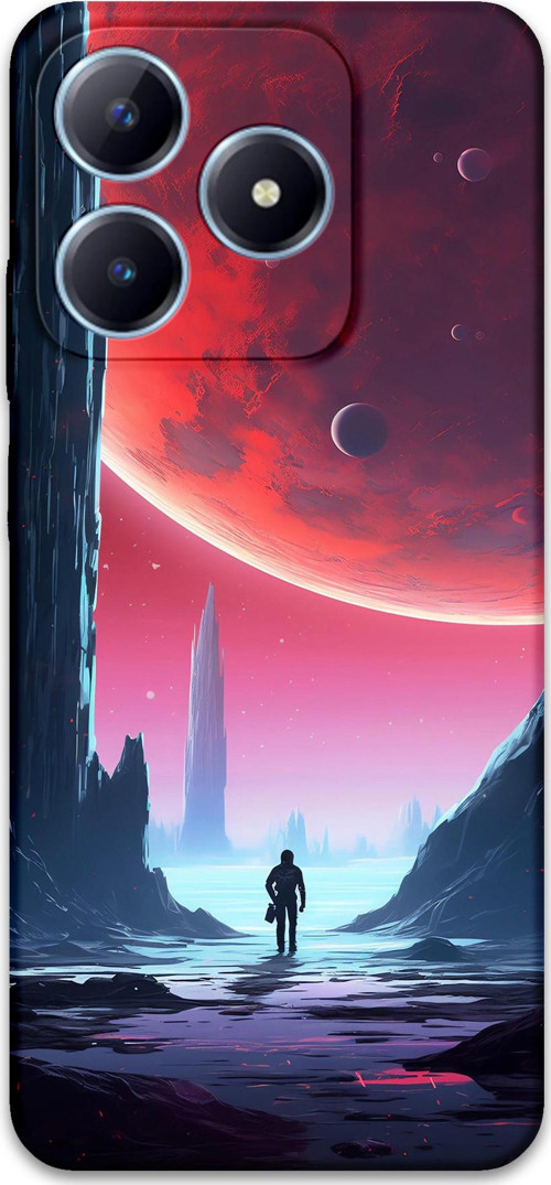 Realme C53 Uyumlu Uzay Desenli Telefon Kılıfı + Ekran Koruyucu - 5860