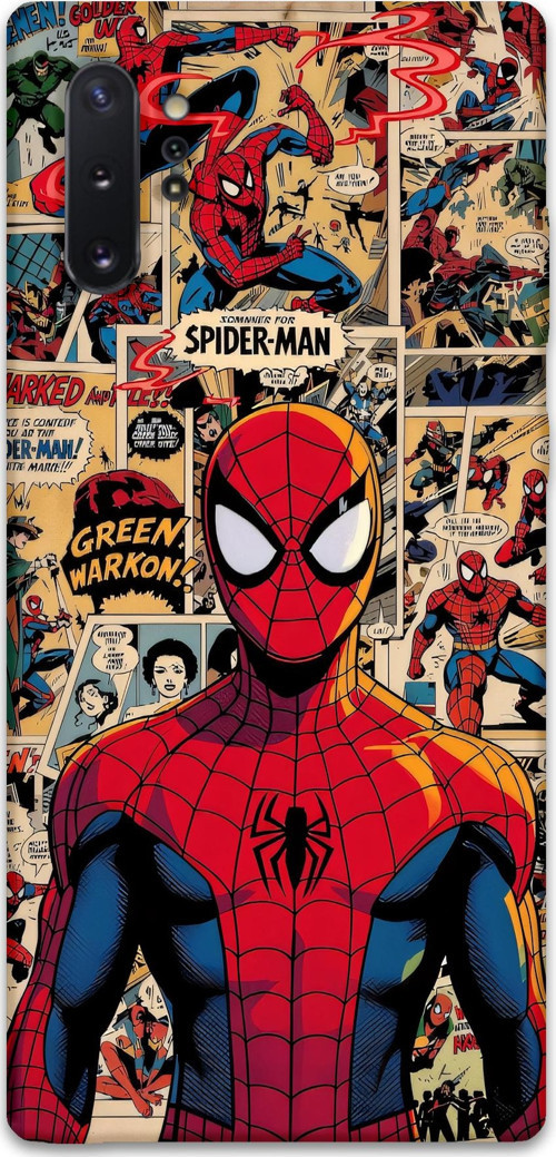 Galaxy Note 10 Plus Uyumlu Spiderman Desenli Telefon Kılıfı + Ekran Koruyucu - 5934