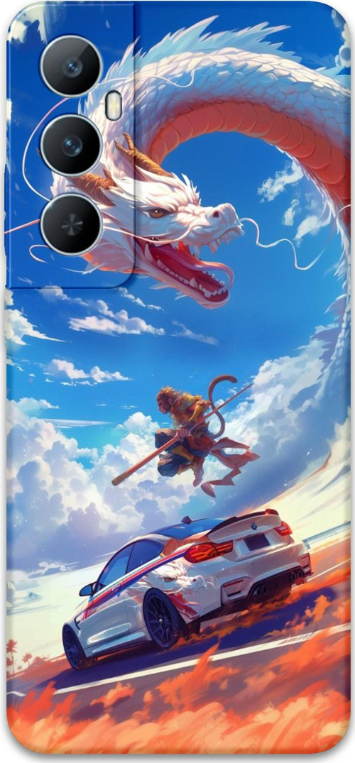 Realme C65 Uyumlu Araba Desenli Telefon Kılıfı + Ekran Koruyucu - 5764