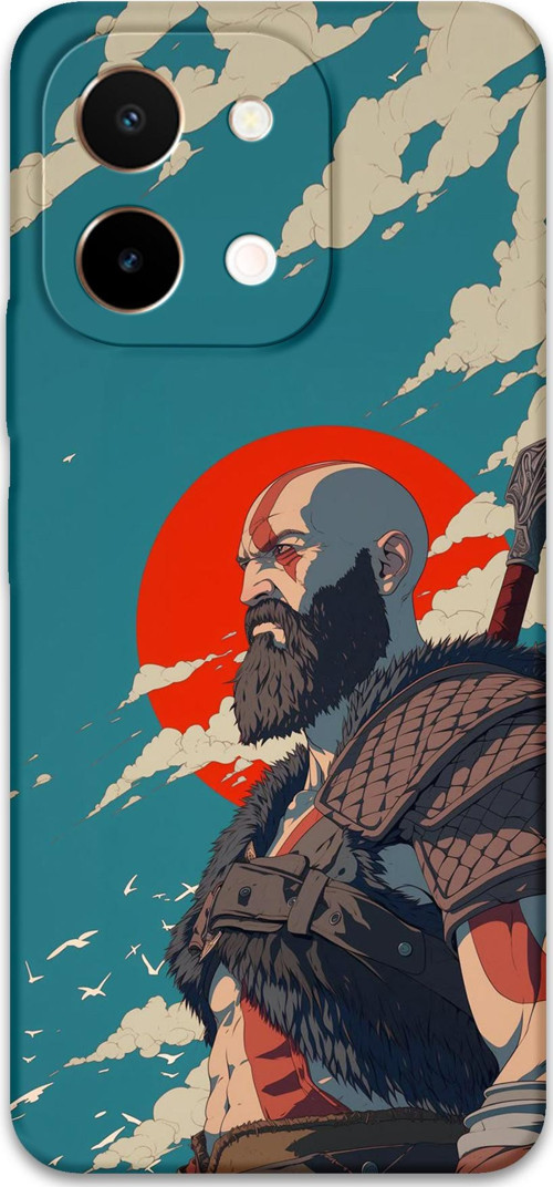 Vivo Y28 Uyumlu Kratos Desenli Telefon Kılıfı + Ekran Koruyucu - 5824