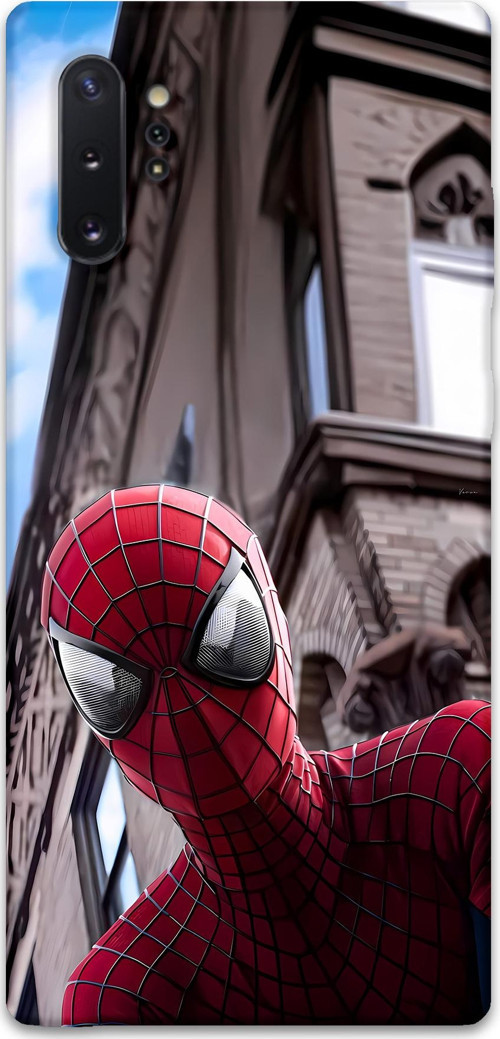 Galaxy Note 10 Plus Uyumlu Spiderman Desenli Telefon Kılıfı + Ekran Koruyucu - 5936