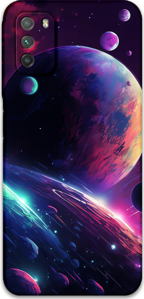 Xiaomi Redmi 9T Uyumlu Uzay Desenli Telefon Kılıfı + Ekran Koruyucu - 5862