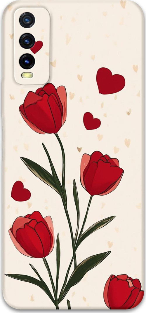 Vivo Y20S Uyumlu Çiçek Desenli Telefon Kılıfı + Ekran Koruyucu - 5789