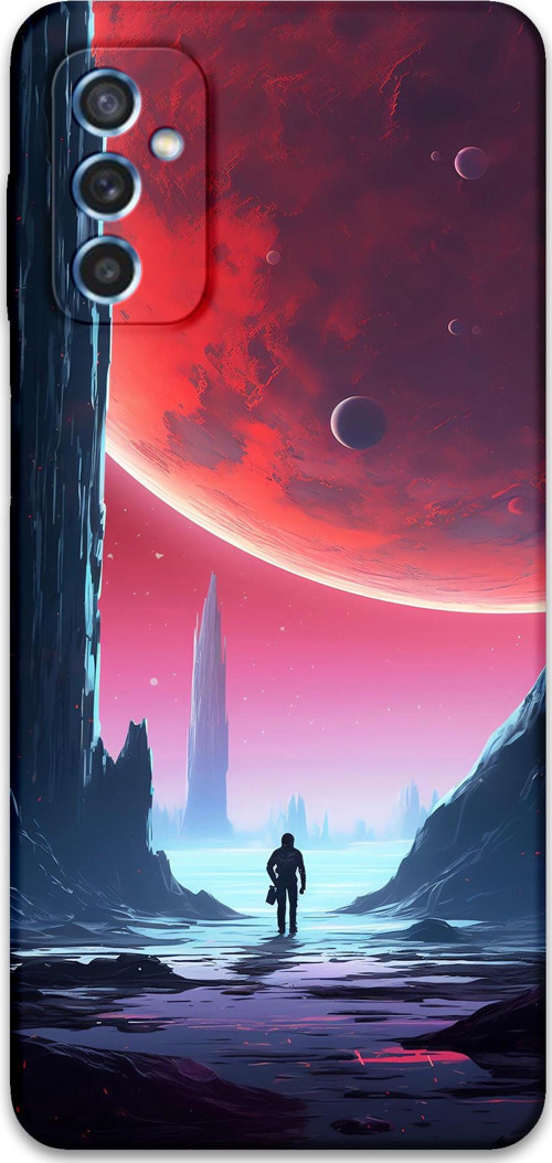 Galaxy M52 Uyumlu Uzay Desenli Telefon Kılıfı + Ekran Koruyucu - 5860