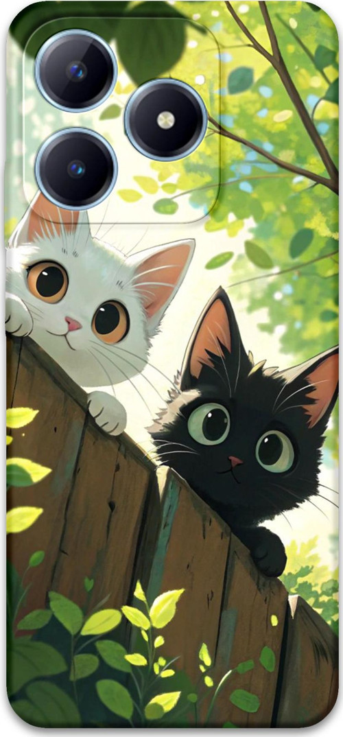 Realme C53 Uyumlu Kedi Desenli Telefon Kılıfı + Ekran Koruyucu - 5785