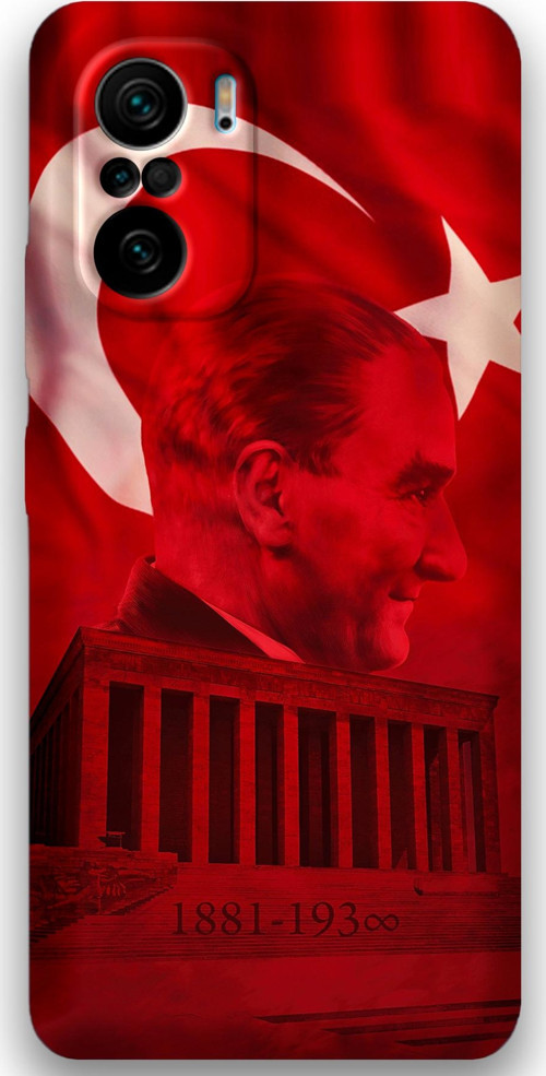 Poco F3 Uyumlu Atatürk Desenli Telefon Kılıfı + Ekran Koruyucu - 5848