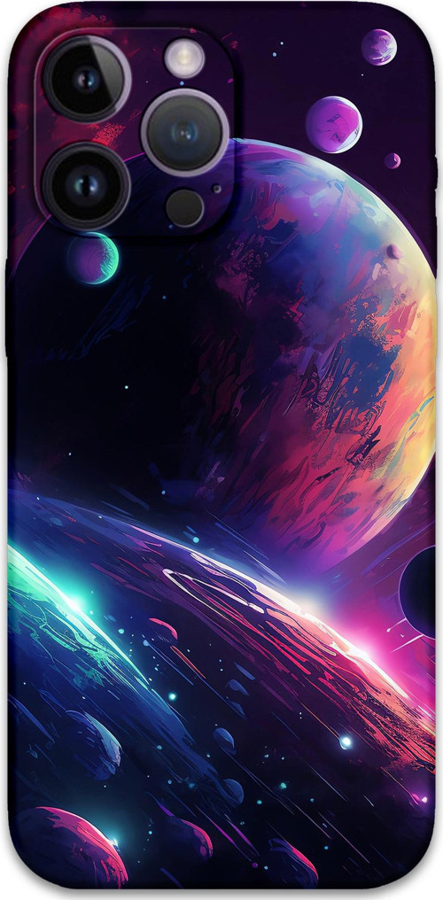 İphone 14 Pro Max Uyumlu Uzay Desenli Telefon Kılıfı + Ekran Koruyucu - 5862