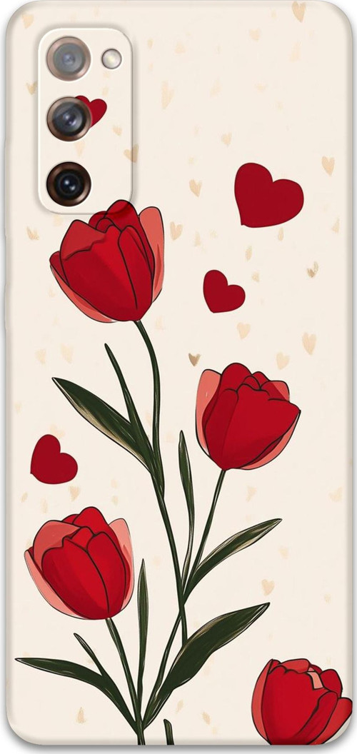 Galaxy S20 Uyumlu Çiçek Desenli Telefon Kılıfı + Ekran Koruyucu - 5789