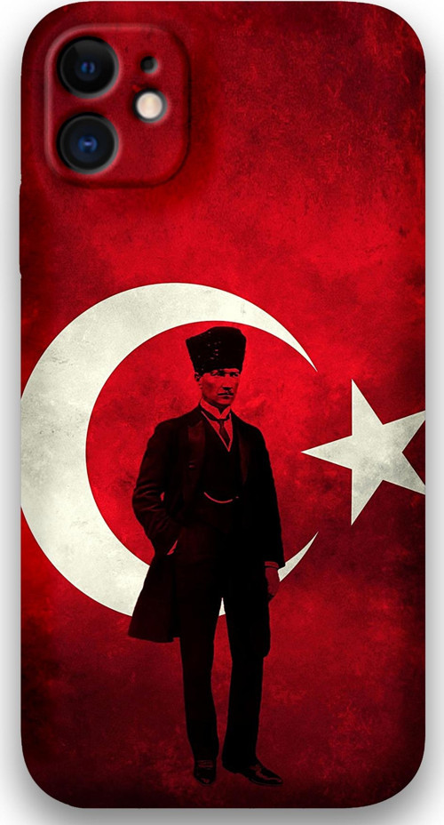 İphone 11 Uyumlu Atatürk Desenli Telefon Kılıfı + Ekran Koruyucu - 5849