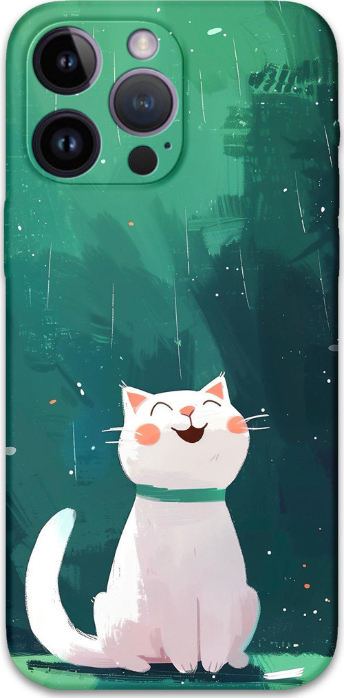 İphone 14 Pro Max Uyumlu Kedi Desenli Telefon Kılıfı + Ekran Koruyucu - 5781