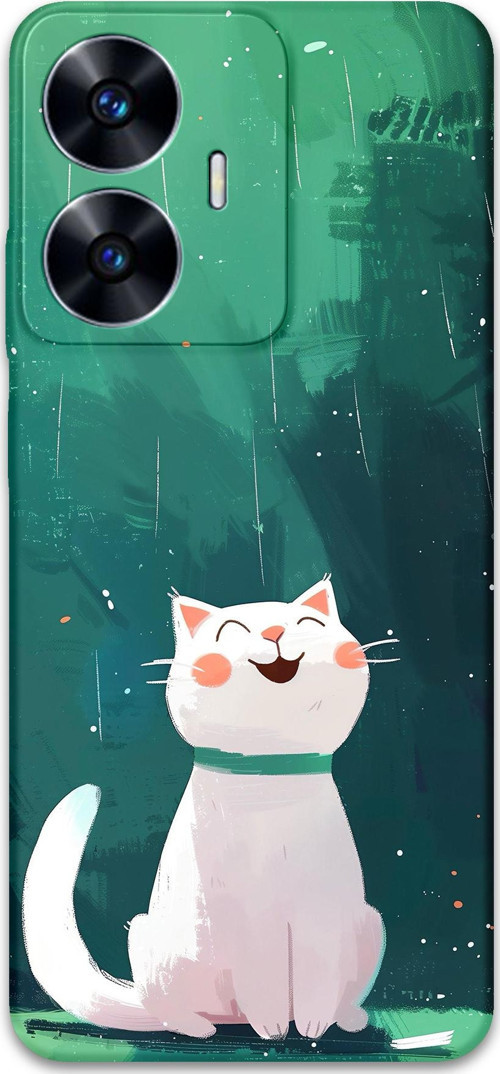 Realme C55 Uyumlu Kedi Desenli Telefon Kılıfı + Ekran Koruyucu - 5781