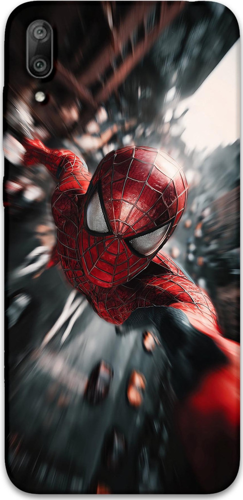 Huawei Y7 Prime 2019 Uyumlu Spiderman Desenli Telefon Kılıfı + Ekran Koruyucu - 5933