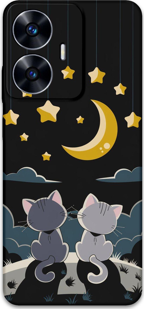 Realme C55 Uyumlu Kedi Desenli Telefon Kılıfı + Ekran Koruyucu - 5809